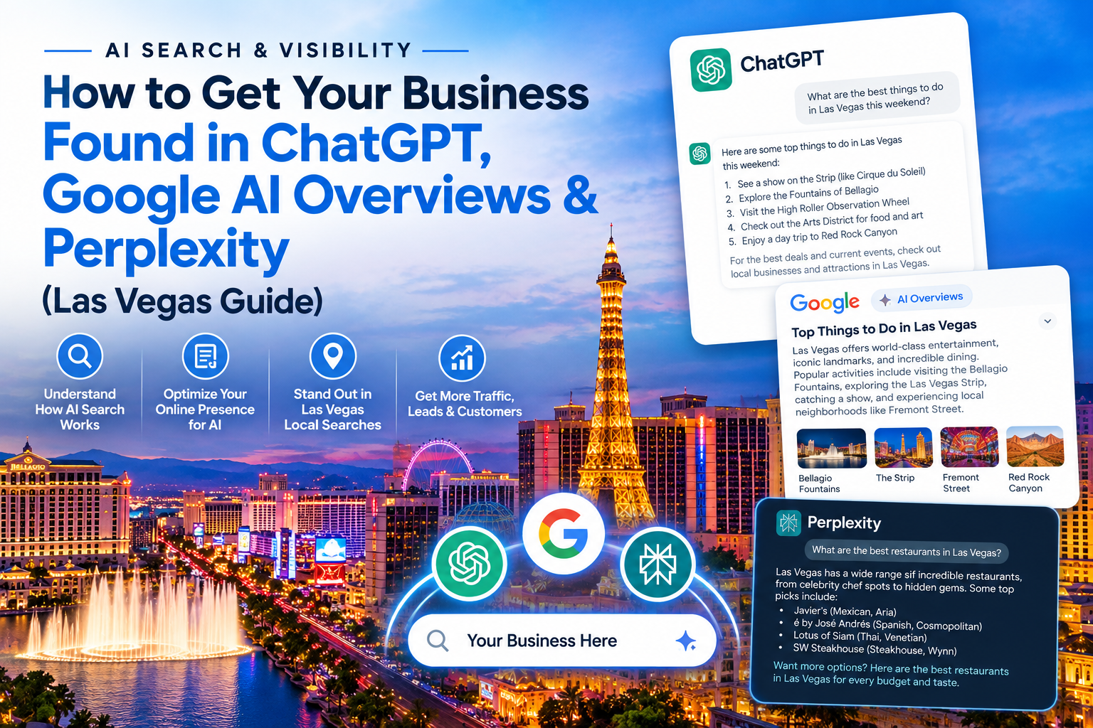 How to Get Your Business Found in ChatGPT, Google AI Overviews & Perplexity (Las Vegas Guide)